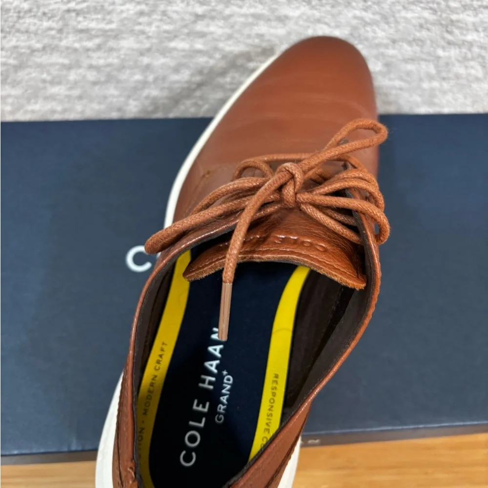 Cole Haan Grand+ Plain Toe Oxford British Tan Brown Dress Shoes C36935 Men's 8